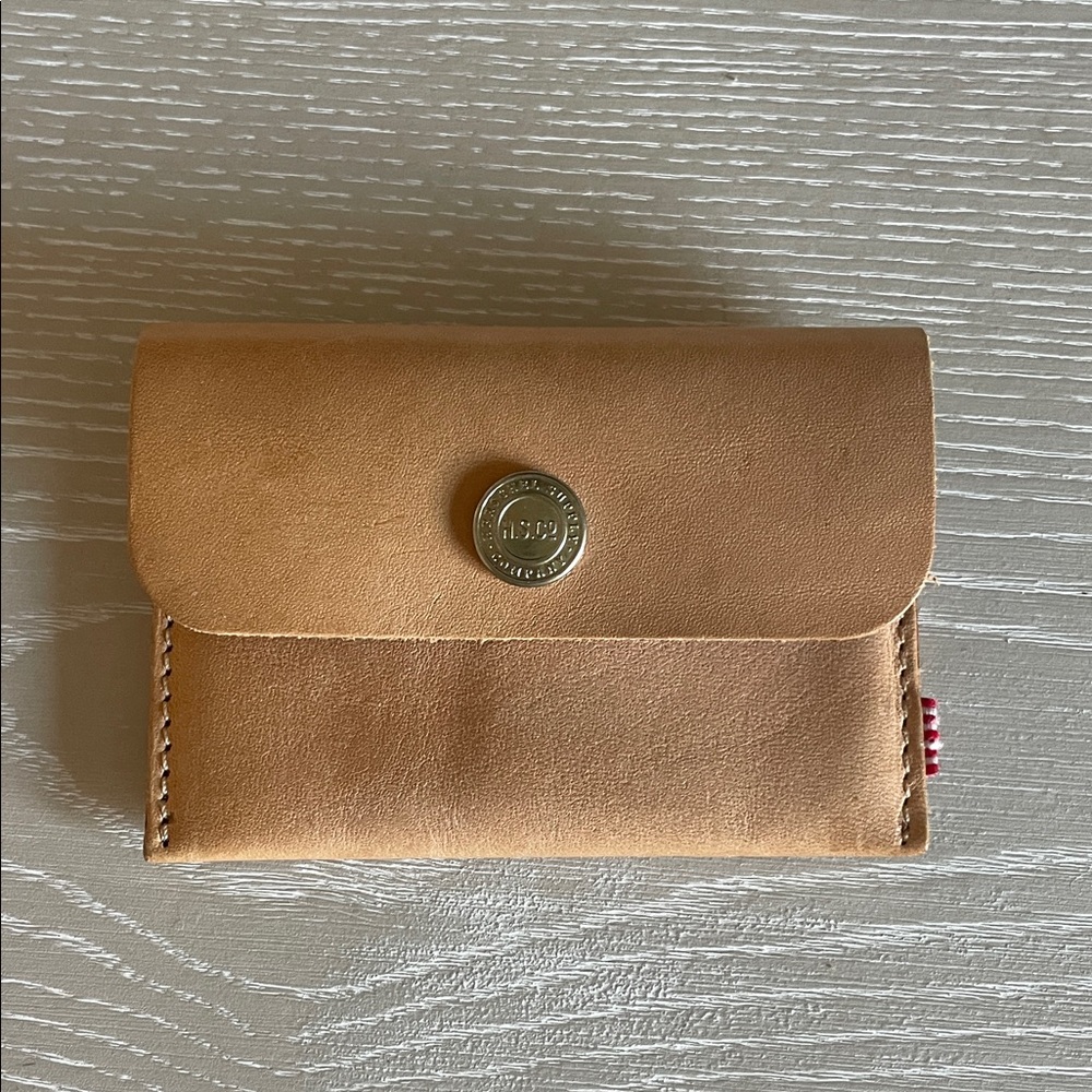 Herschel Tan Leather Card Holder Wallet